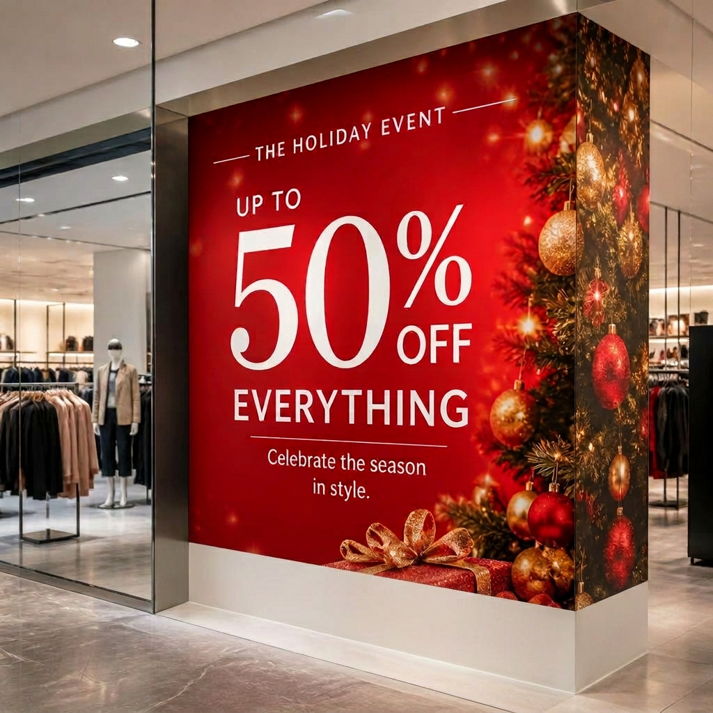 Holiday campaigns and sale graphics that stop traffic.
